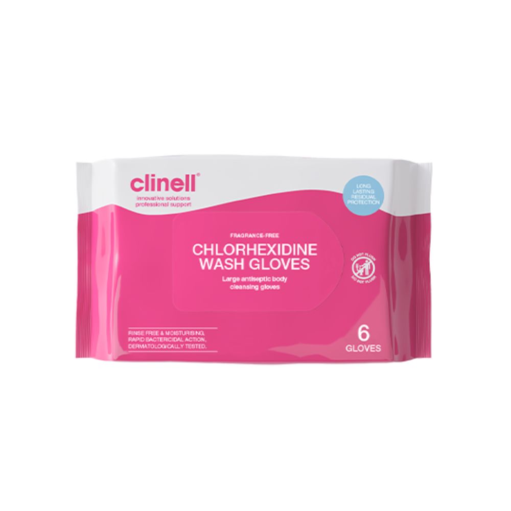 Clinell Chlorhexidine Fragrance Free Wash Gloves 6 Pack