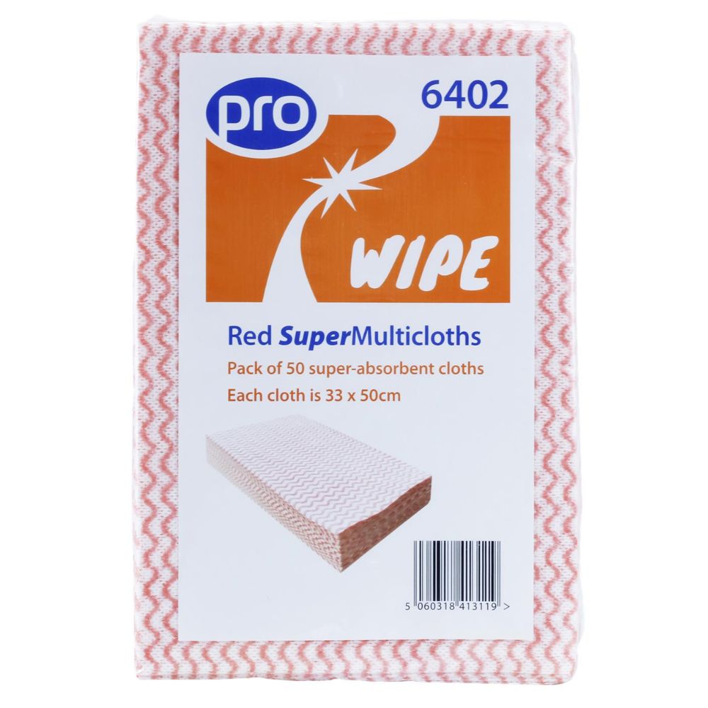 PRO Super Multicloths Red Pack of 50
