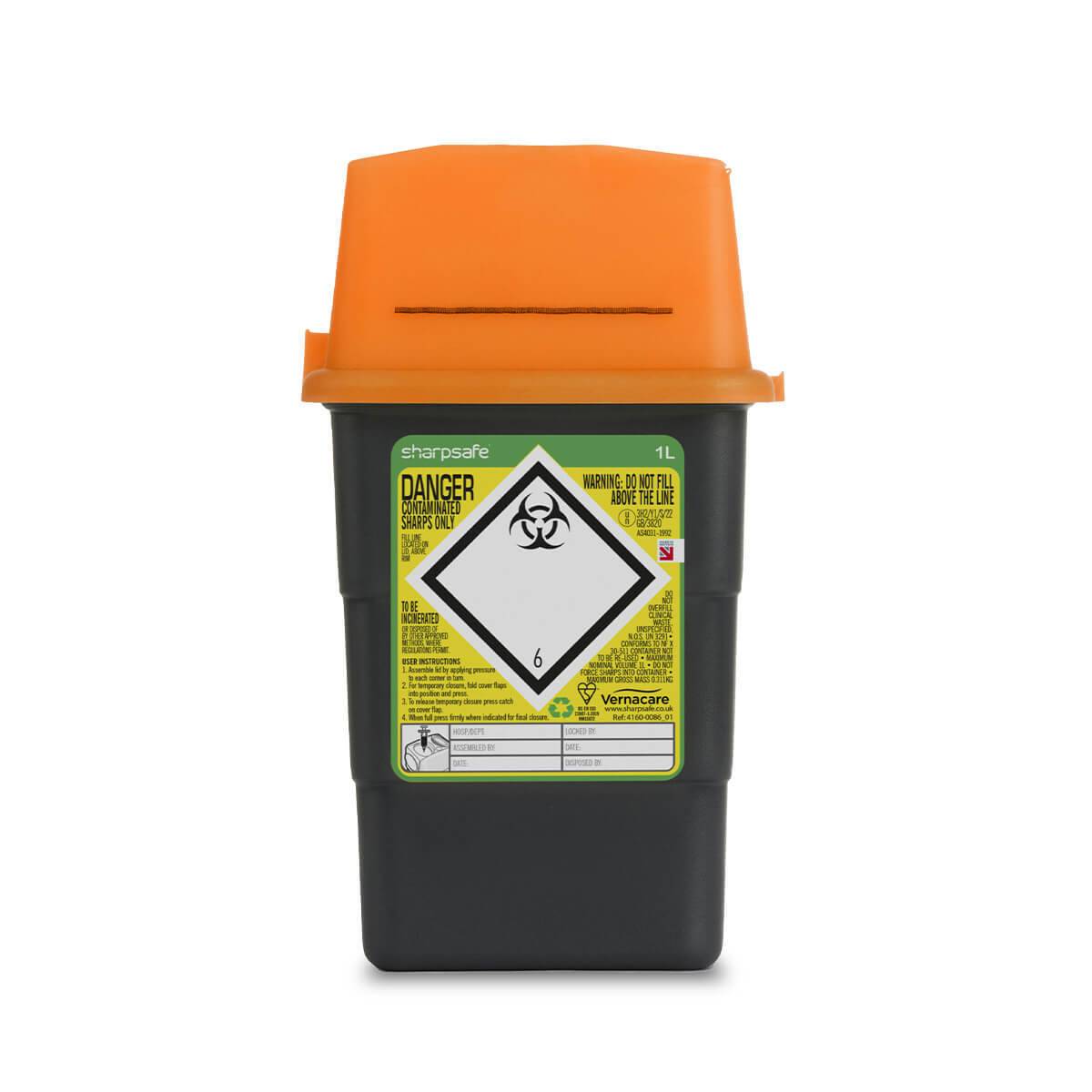 1 Litre Sharpsafe Orange Sharps Bin