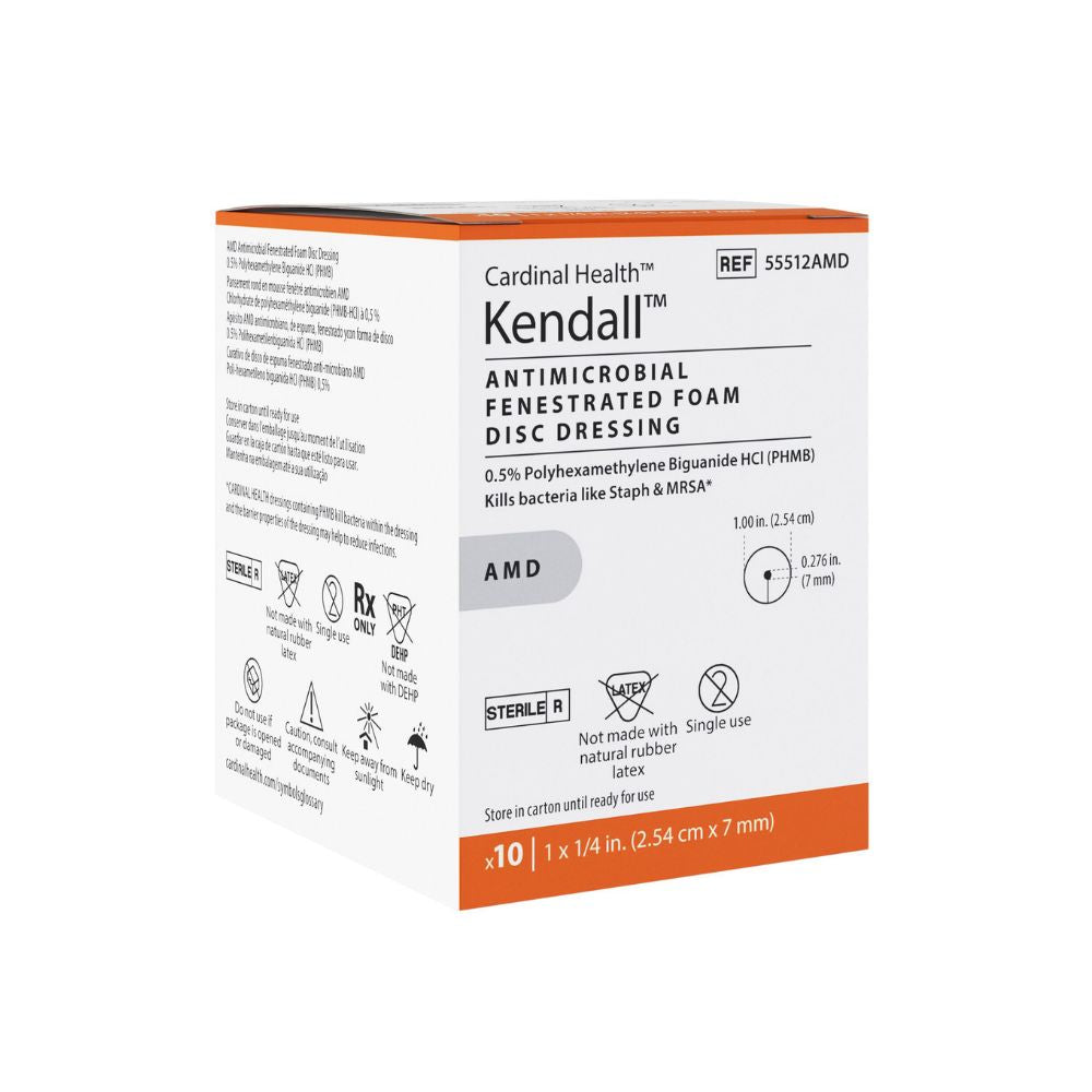 2.5cm Kendall AMD Antimicrobial Foam Disc with 7mm Hole