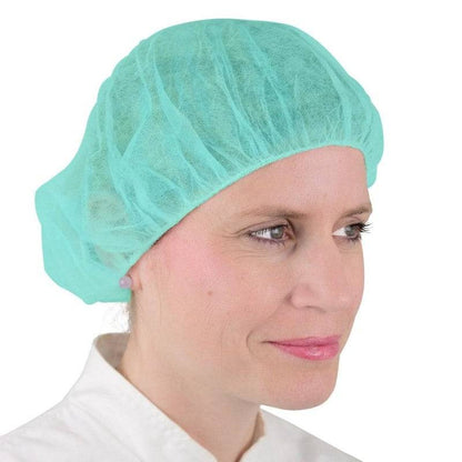 Green Bouffant Style Mob Caps Pack of 100