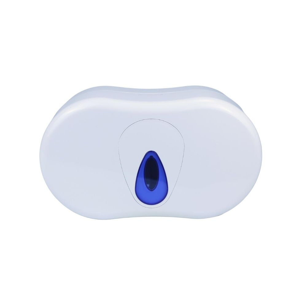 PRO Coreless Twin Micro Jumbo Toilet Roll Dispenser White Plastic