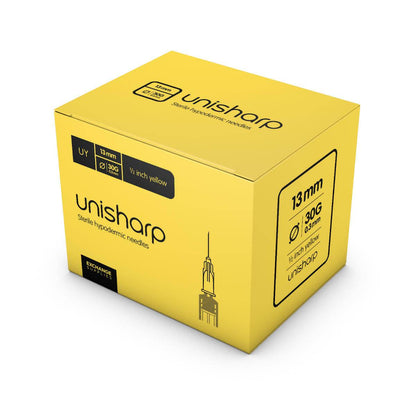 30g Yellow 0.5 Inch Unisharp Needles