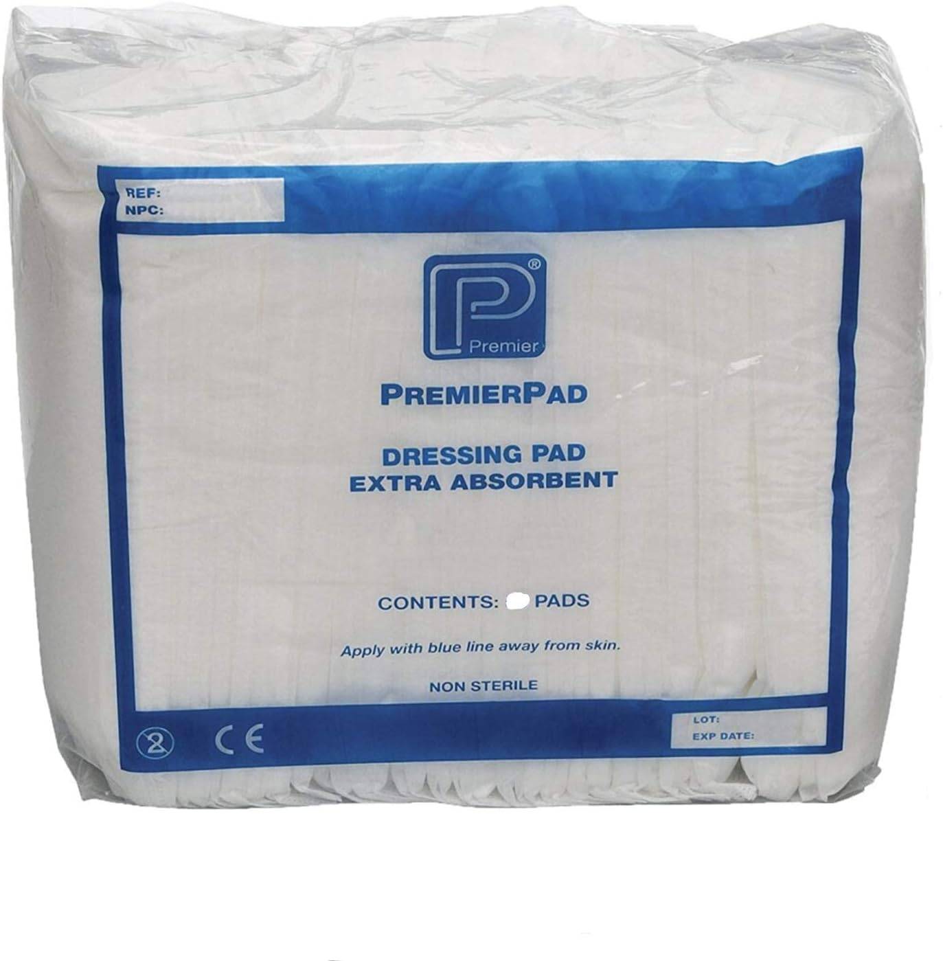 PremierPad Non–Sterile Wound Dressing Pads 10cm x 20 cm Pack of 50