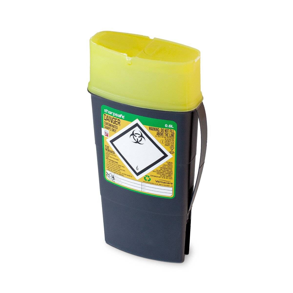 0.6 litre Sharpsafe Yellow sharps bin