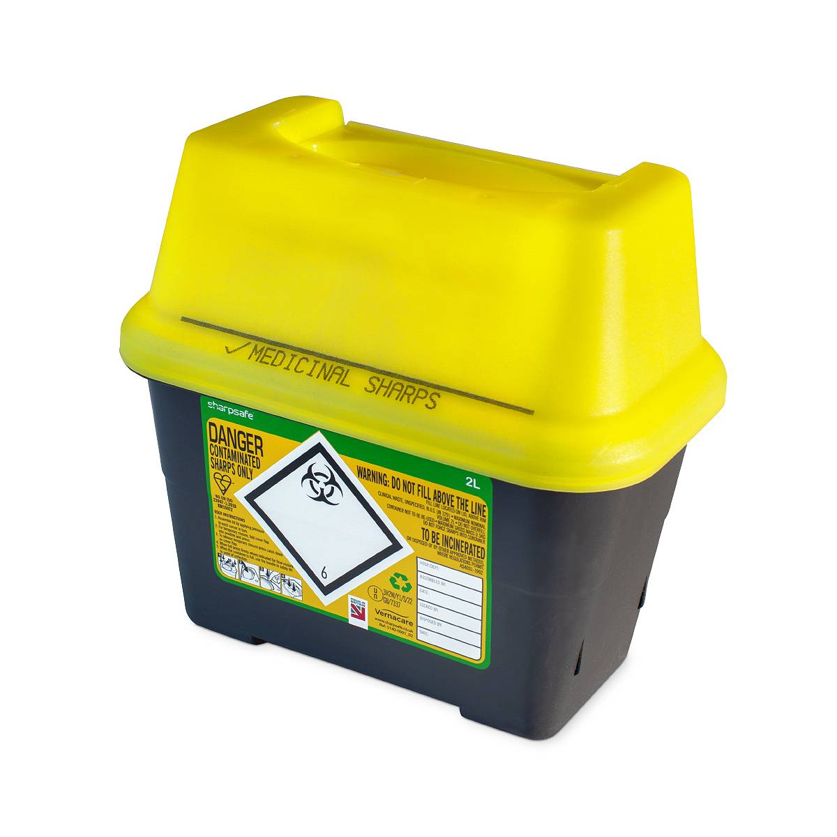 Frontier 2 litre Sharpsafe Yellow sharps bin UKMEDI