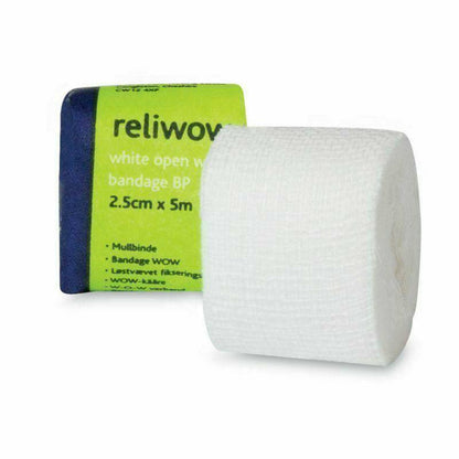 WOW Bandages 2.5cm x 5m White Open Wove