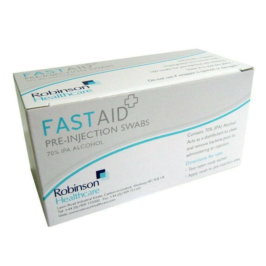 Robinsons IPA Fast Aid Pre Injection Swabs 70percent Alcohol Wipes UKMEDI UK Medical Supplies