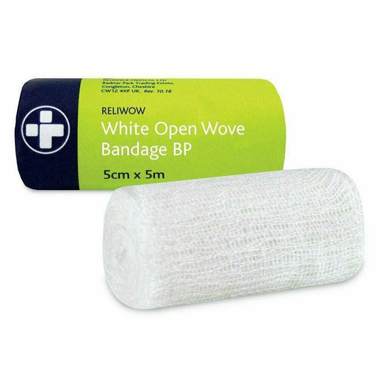 WOW Bandages 5cm x 5m White Open Wove - UKMEDI