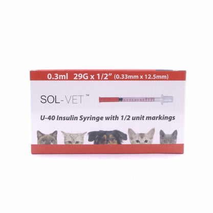 Sol-Vet 0.3ml 29g 0.5 inch U40 Syringe with Fixed Needle V32905-40 UKMEDI.CO.UK