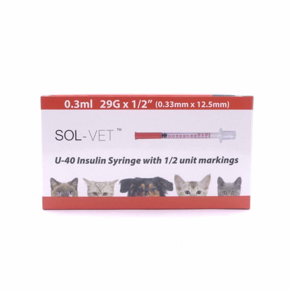 Sol-Vet 0.3ml 29g 0.5 inch U40 Syringe with Fixed Needle V32905-40 UKMEDI.CO.UK