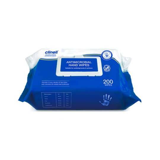 Clinell Antibacterial Hand Wipes Pack of 200