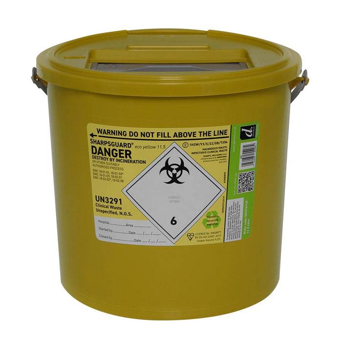 11.5  Litre Sharpsguard Yellow Sharps Bin