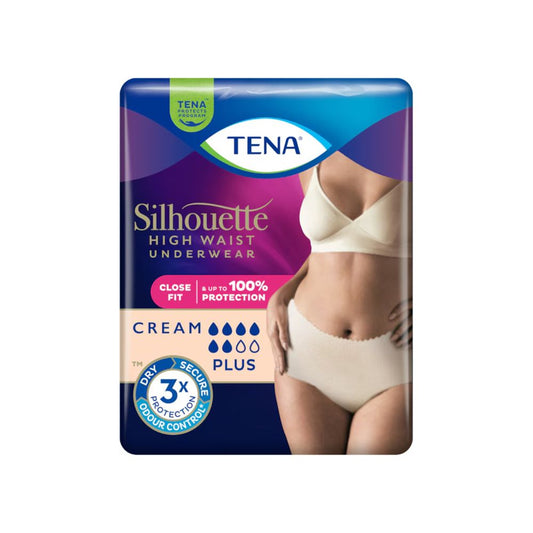 Large Cream TENA Silhouette Plus High Waist Incontinence Underwear Pack of 8