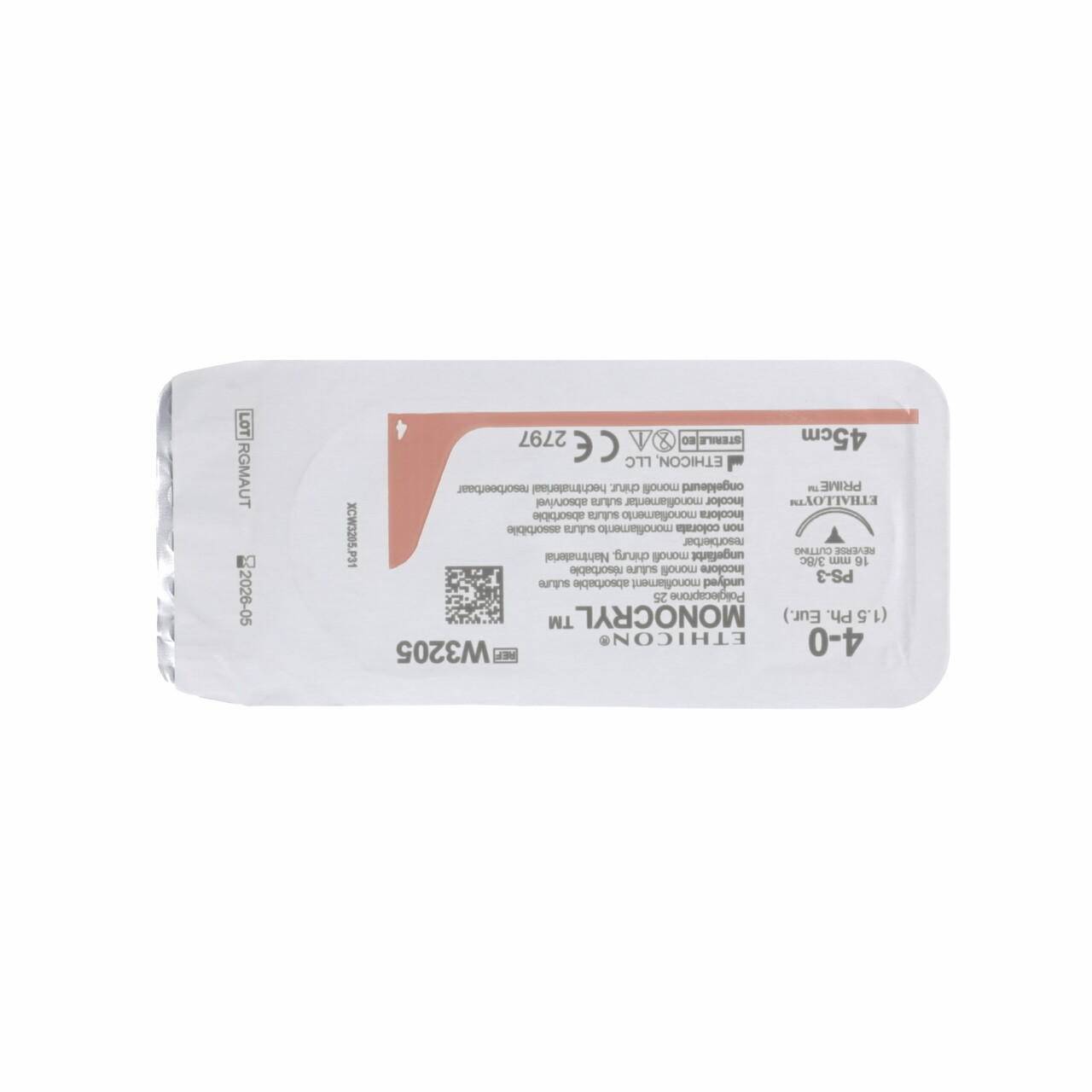 Monocryl Suture 16mm 45cm 4-0 1.5 Undyed