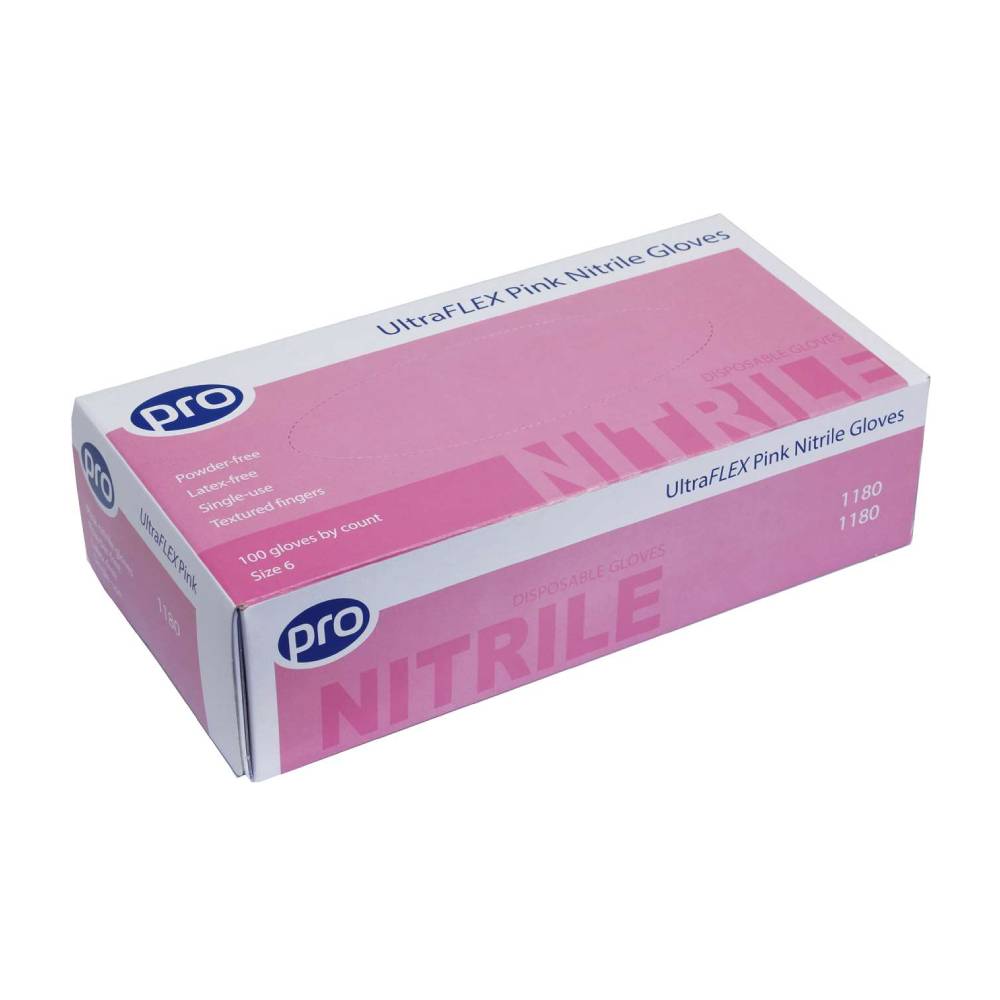 PRO UltraFLEX Pink Nitrile Gloves Box of 100