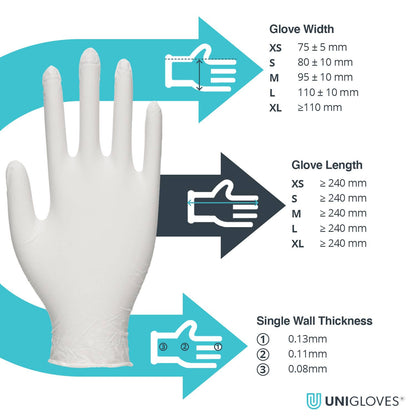 Unicare Supergrip Premium Latex Examination Gloves Box of 100