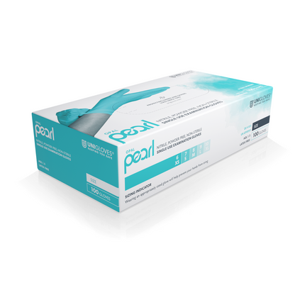 Unigloves Opal Pearl Nitrile Aqua Gloves Box of 100