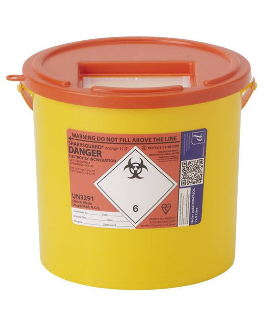 11.5  Litre Sharpsguard Orange Sharps Bin