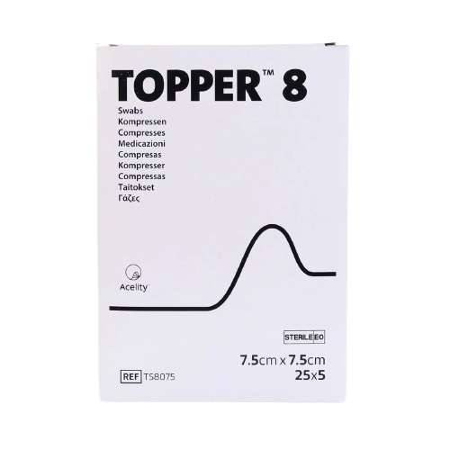 7.5cm x 7.cm Topper 8 12 ply Non Sterile Swabs Pack of 125 J&J