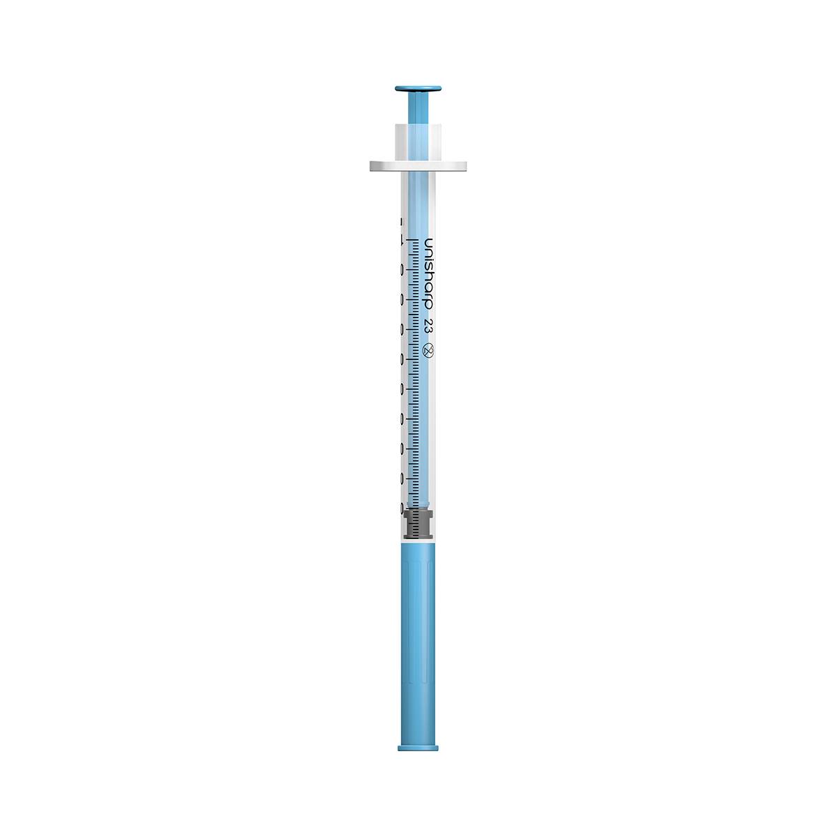 1ml 23G 25mm 1 inch Unisharp fixed blue needle syringe u100