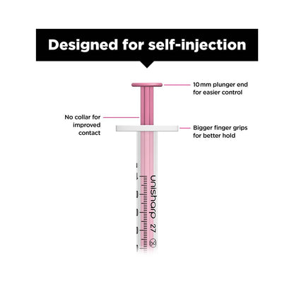 1ml 0.5 inch 27g Pink Unisharp Syringe and Needle u100