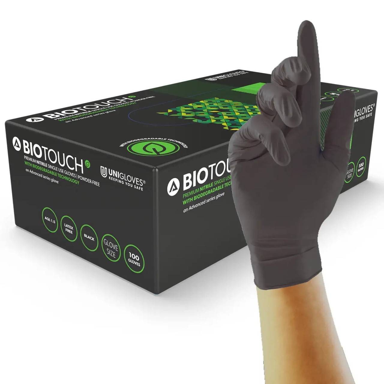 Unigloves BioTouch Black Gloves