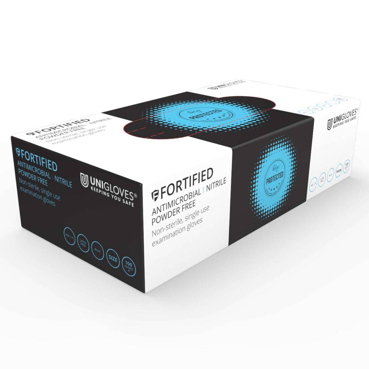 Unigloves Fortified Nitrile Blue Gloves