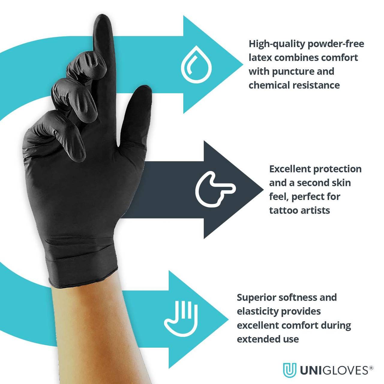 Unigloves Select Black Latex Gloves