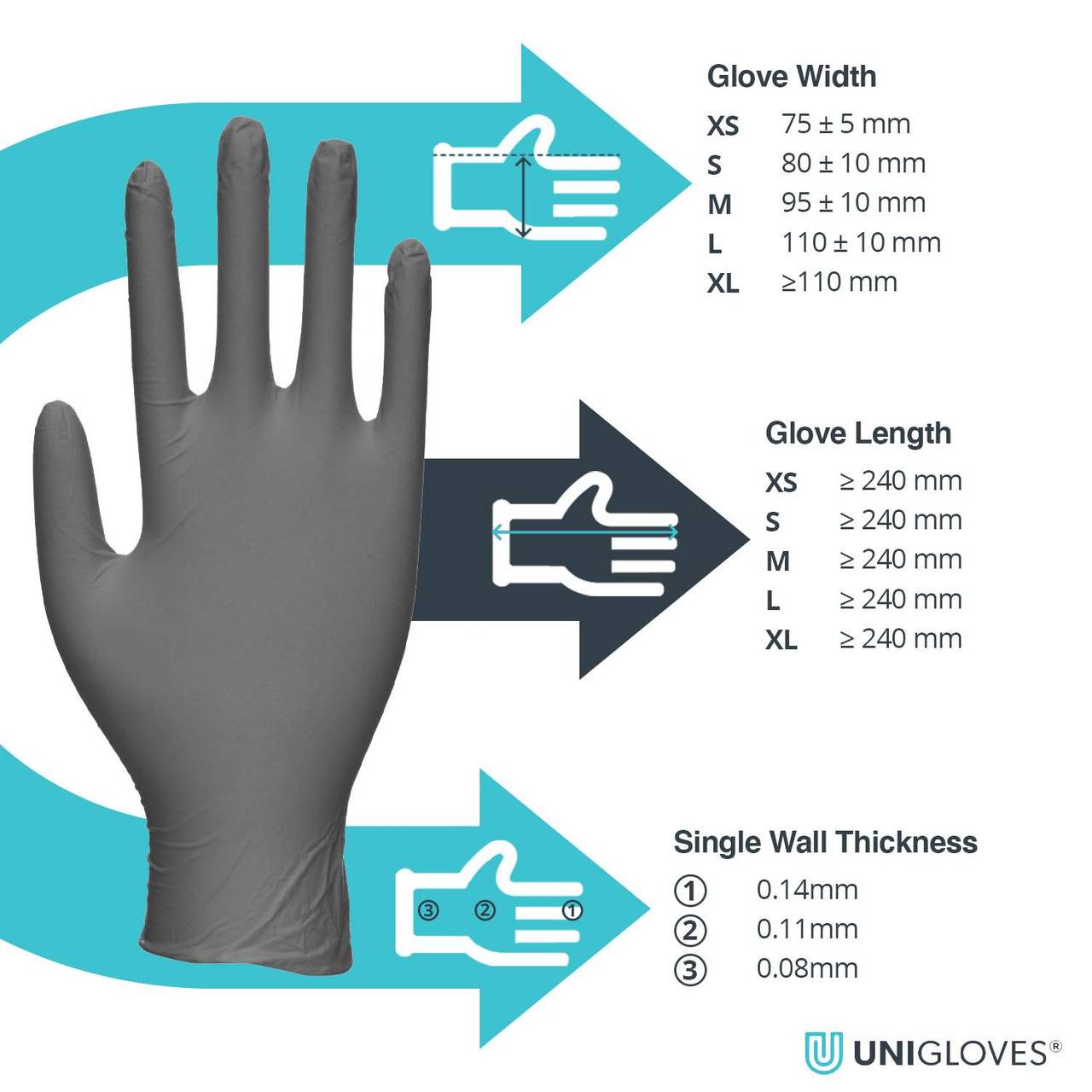 Unigloves Select Black Latex Gloves