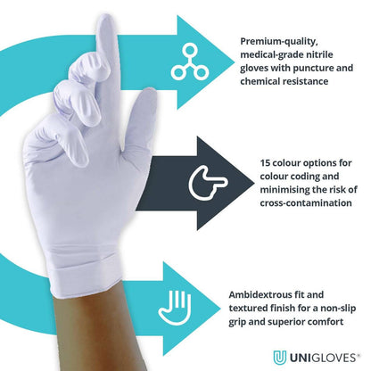 Unigloves White Pearl Nitrile Gloves