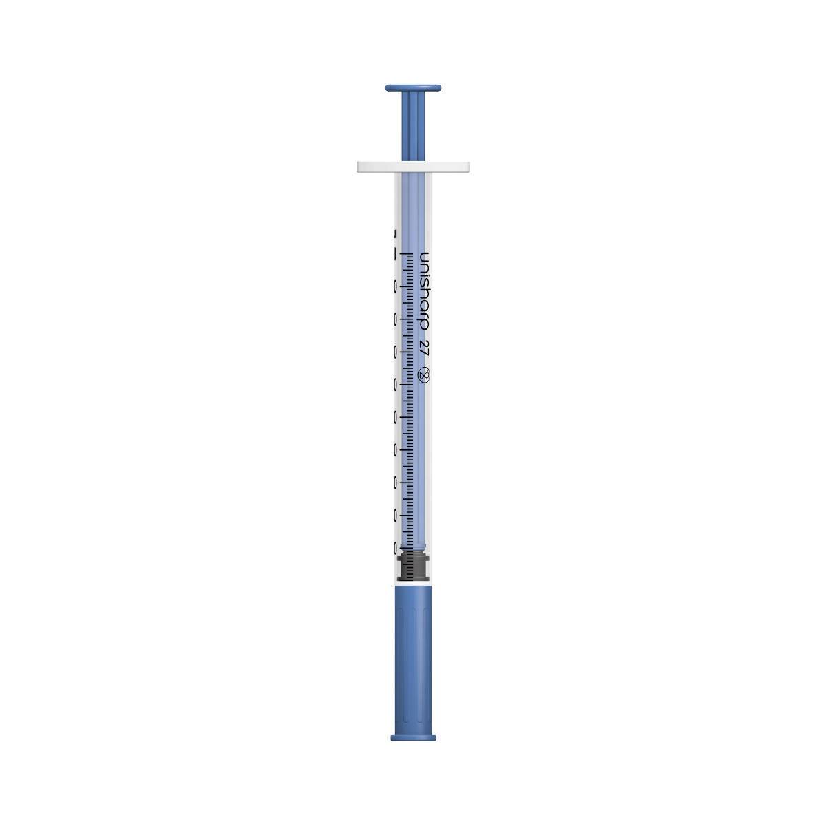 Unisharp 1ml 0.5 inch 27g Blue Unisharp Syringe and Needle u100 UF27B UKMEDI - UK Medical Supplies